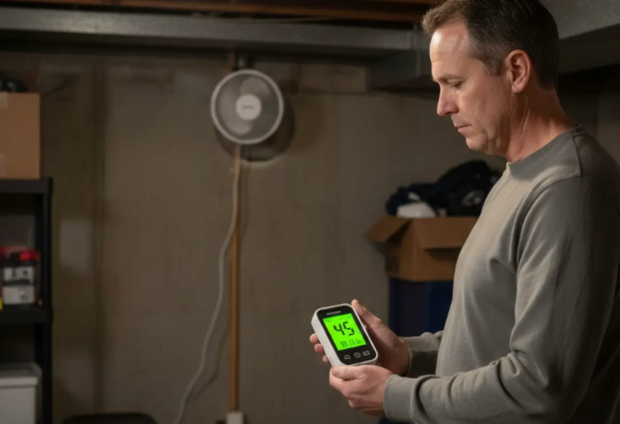 hombre midiendo gas radon