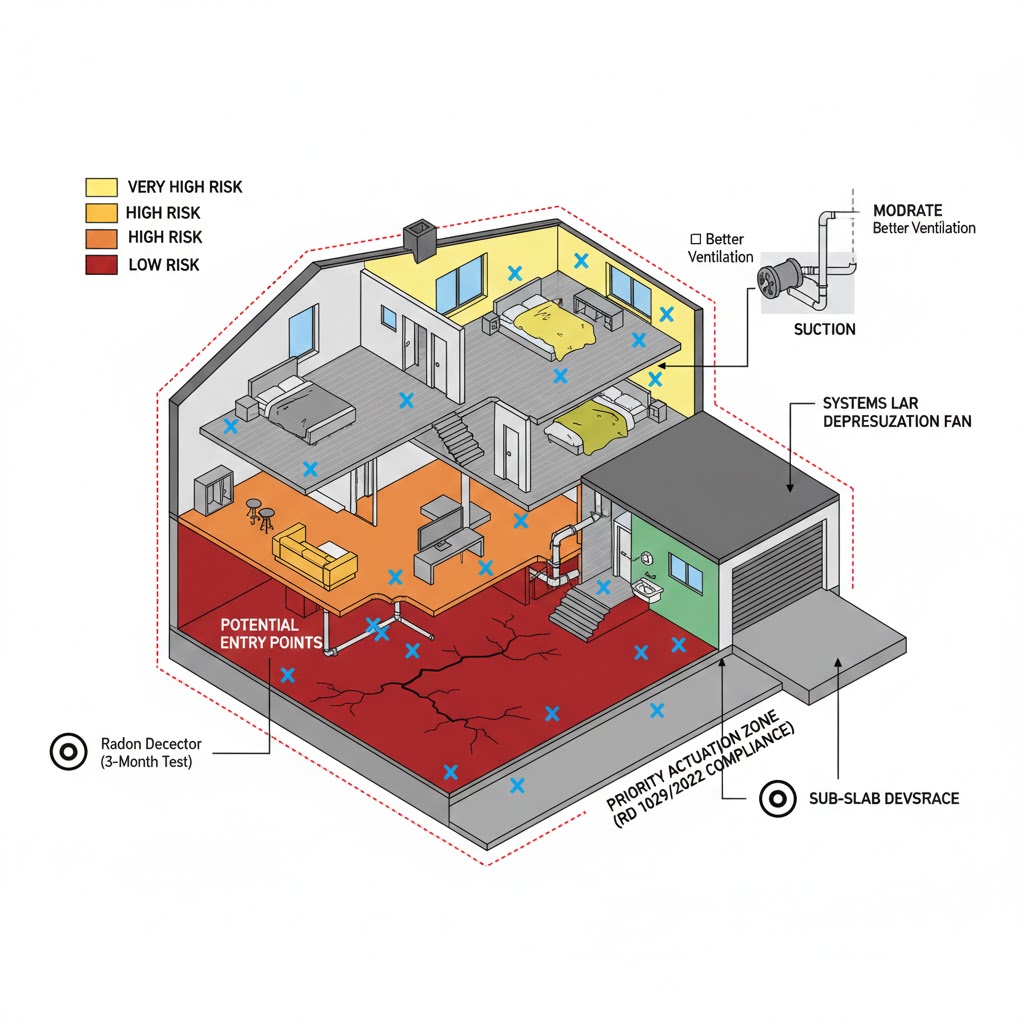 hombre midiendo gas radon