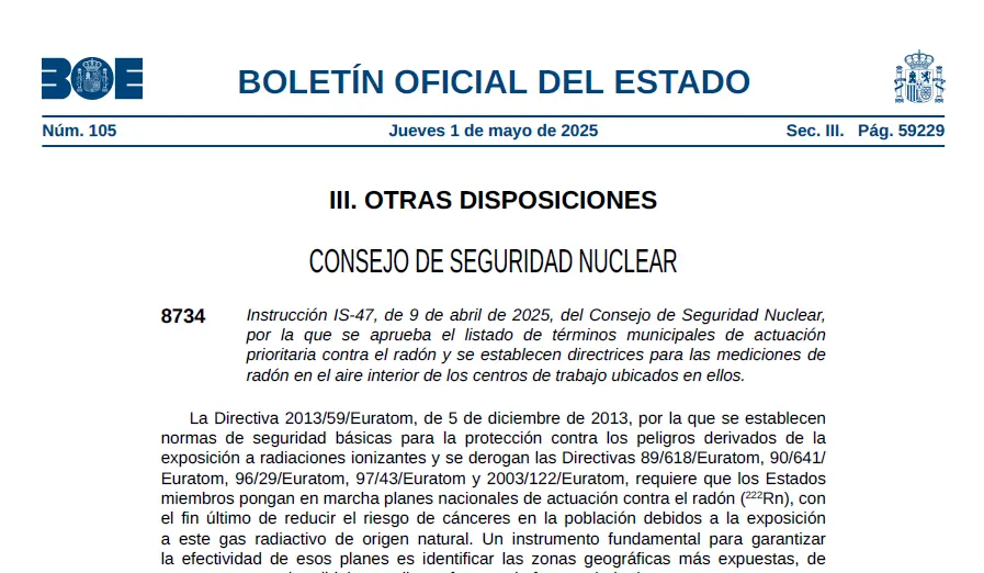 Normativa y sanciones por gas radón